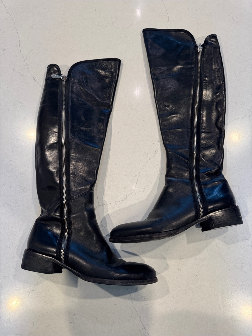 Donald J. Pliner Nova Black Leather Over-the-Knee Side-Zip Boots